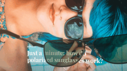 Demonstration showing a pair of polarised sunglasses being rotated 90 degrees in front of a computer screen, turning completely black due to cross-polarisation.