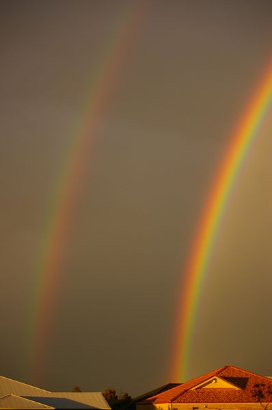 Figure 1: Two rainbows. The air underneath the primary is brighter than the air in between the primary and the secondary rainbow.