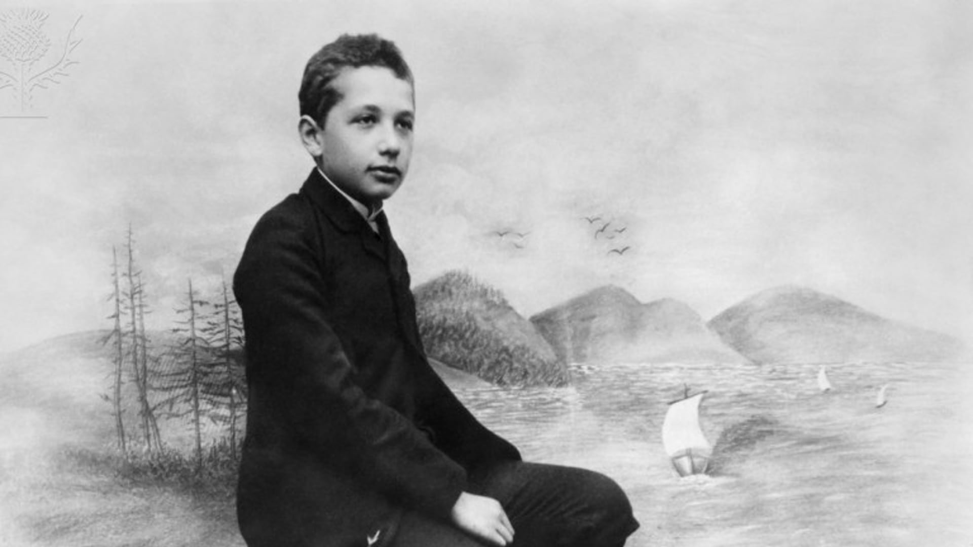 A portrait of a 14-year-old Albert Einstein in 1893